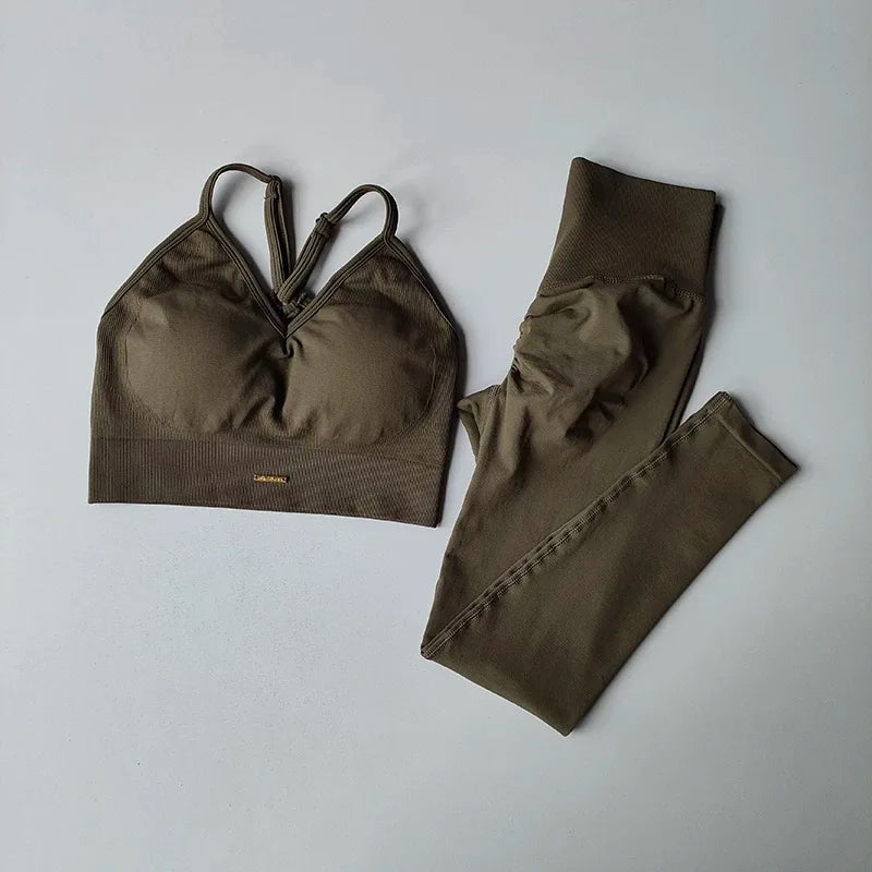 Conjunto de Exercício Peach de Cintura Alta com Efeito Levanta Bumbum
