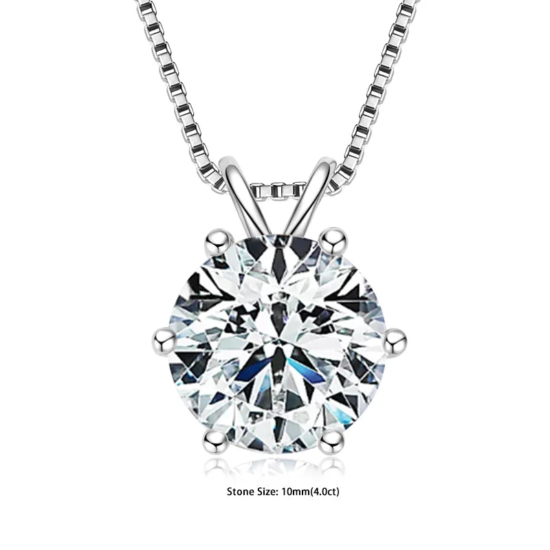 Colar Solitário + Pingente Certificado 0.5-5ct Moissanite Pingente