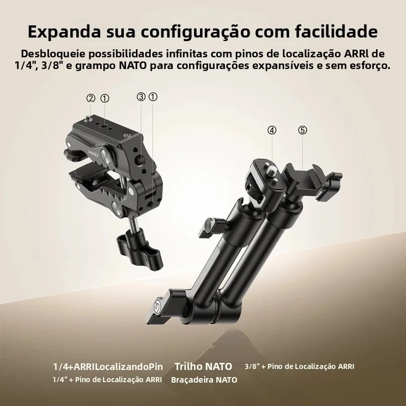 Kit de Braço Mágico Ulanzi HD02 de 10 Polegadas com Super Clamp