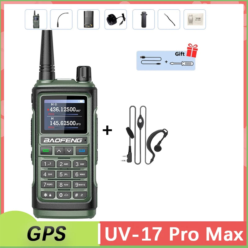 Baofeng UV 17 Pro GPS Walkie Talkie Air Band Alta Potência Tipo USB C
