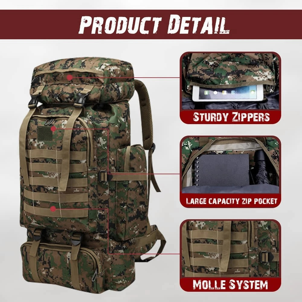 Mochila para Caminhadas e Camping, Impermeável ideal para Viagens e Emergências