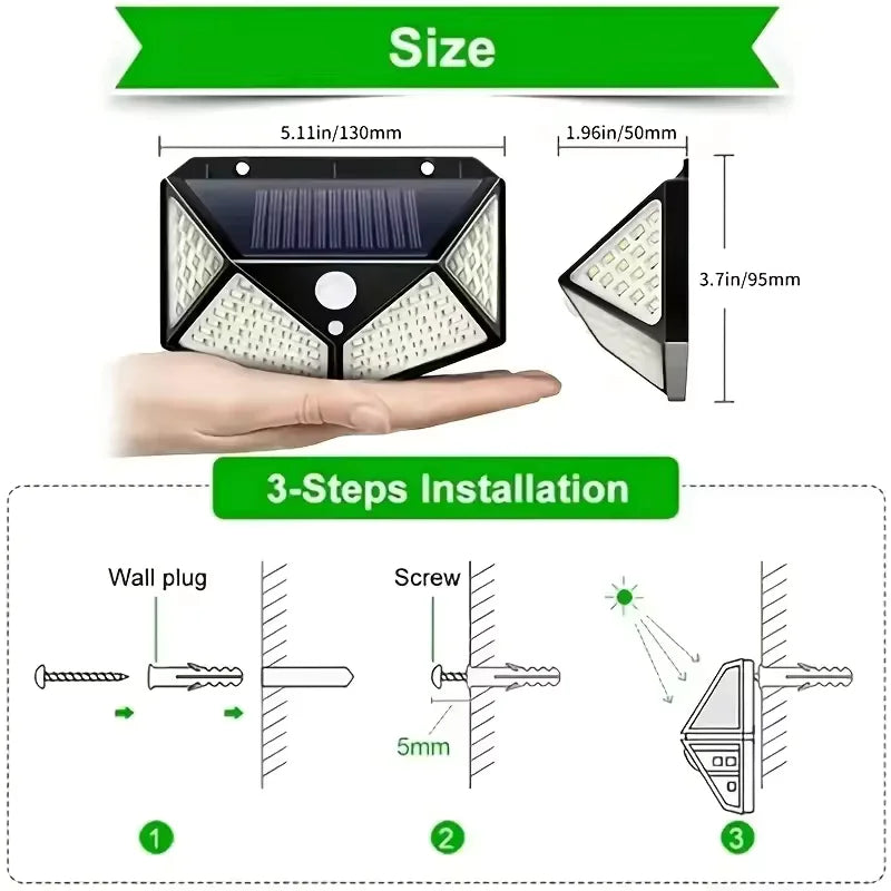 Luminária de Parede Externa à Prova d'água com Luz Solar