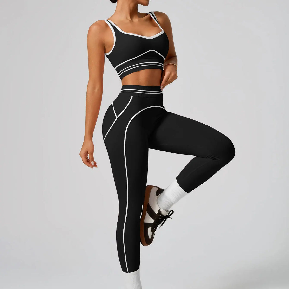Conjunto Sem Costura de Cintura Alta Activewear para Ginásio treino fitness