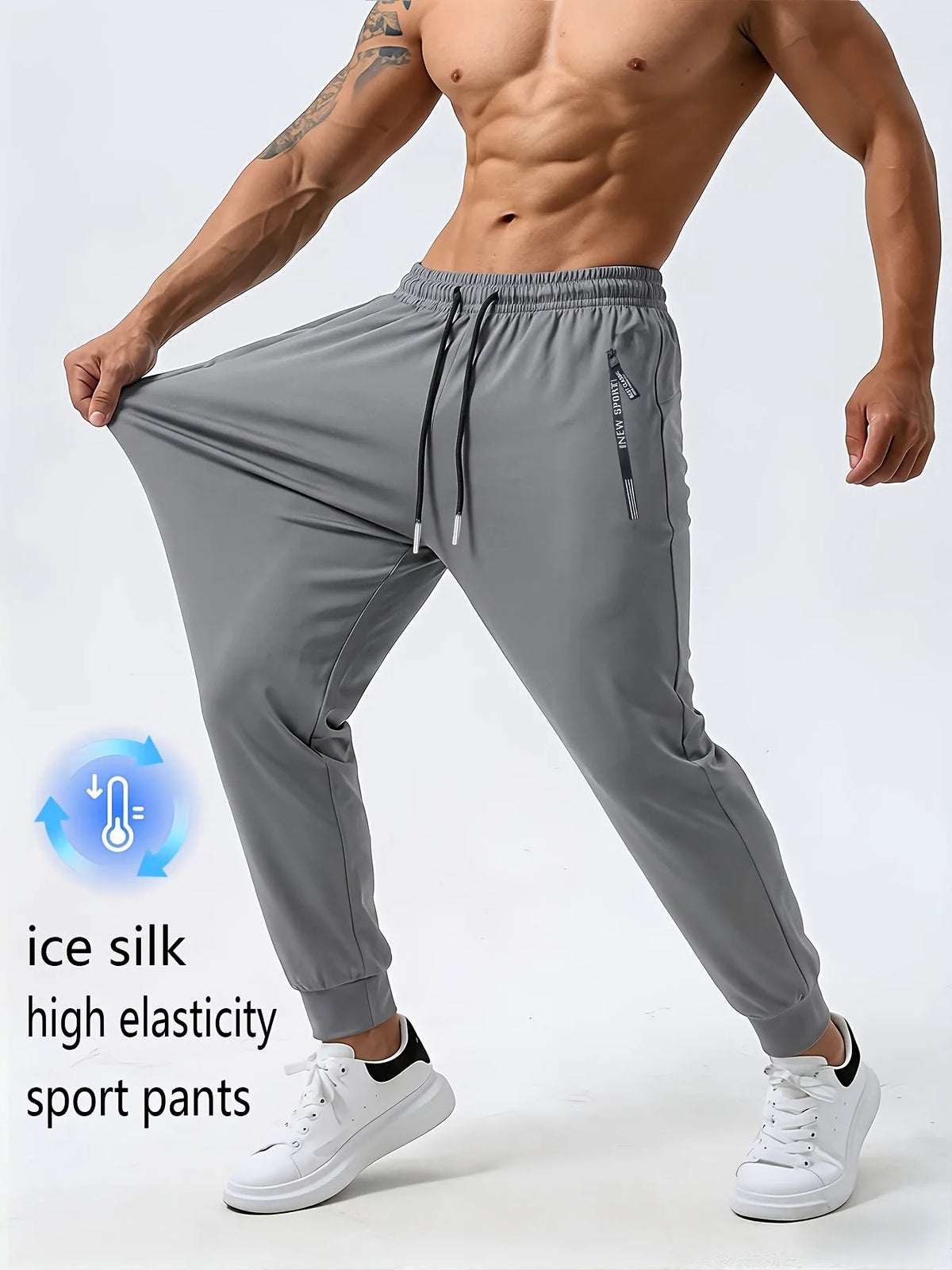 Calça de Seda com Zíper