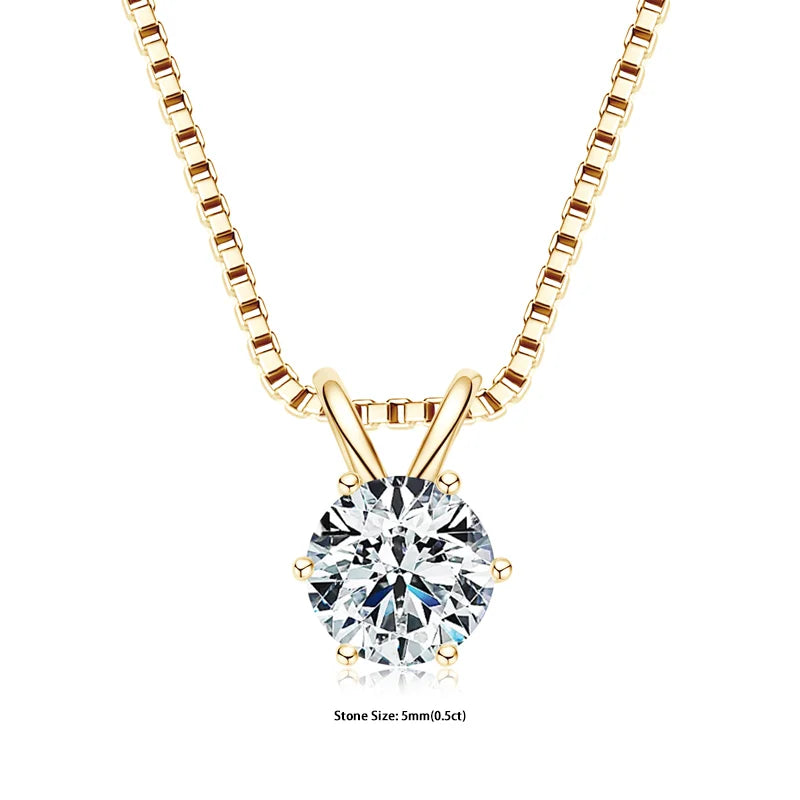 Colar Solitário + Pingente Certificado 0.5-5ct Moissanite Pingente