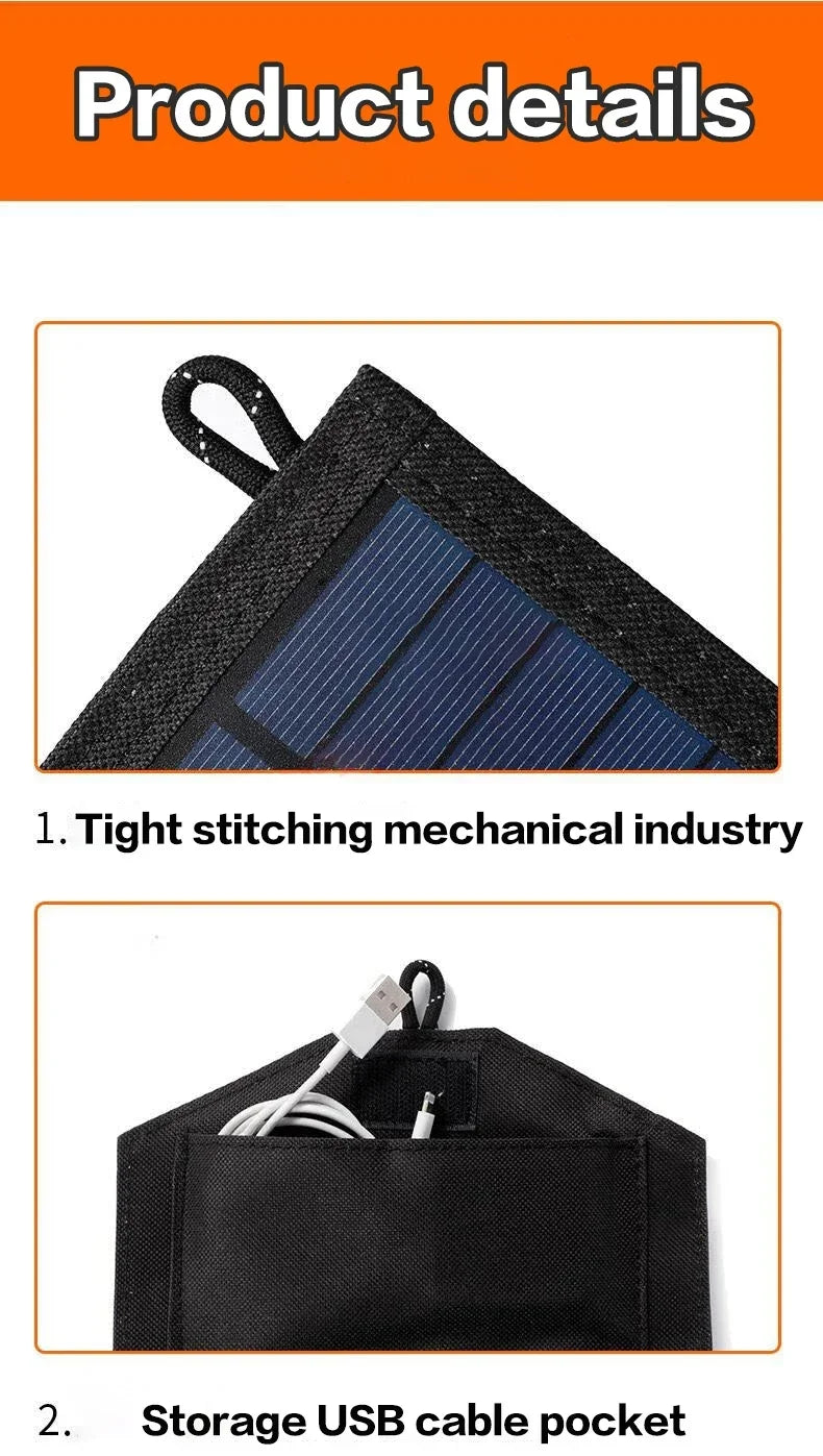 Painel solar dobrável de 4 dobras, 100w, 20w/h usb 5v dc