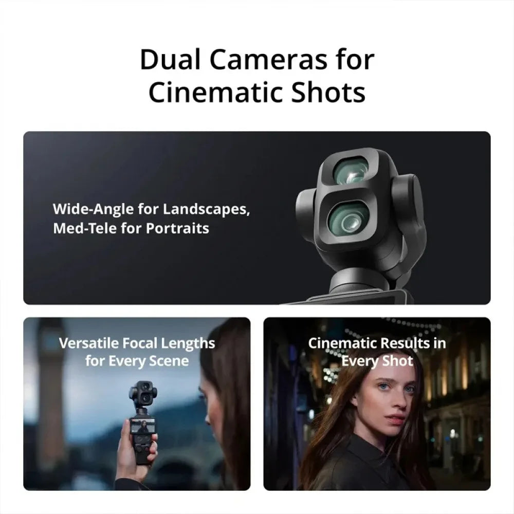 Câmera Estabilizadora de 3 Eixos e ActiveTrack, Zoom de até 12x, Câmeras Duplas 8K/4K