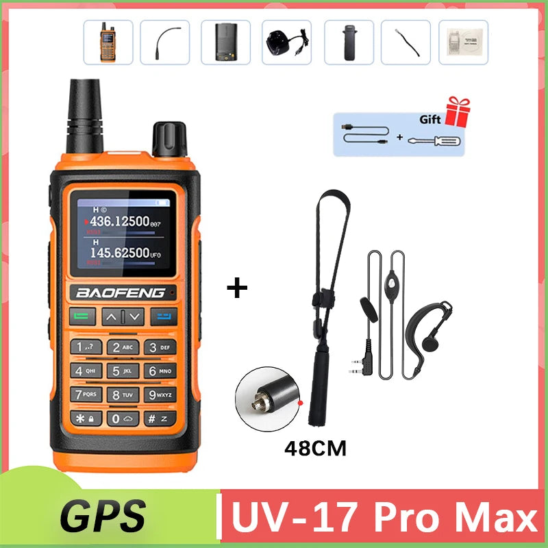 Baofeng UV 17 Pro GPS Walkie Talkie Air Band Alta Potência Tipo USB C