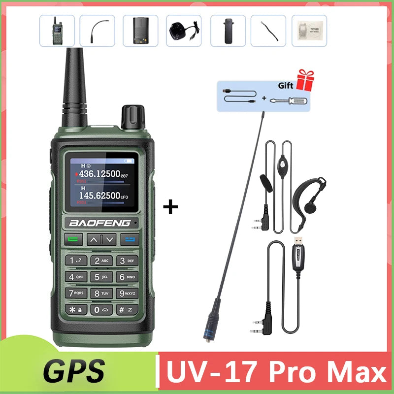 Baofeng UV 17 Pro GPS Walkie Talkie Air Band Alta Potência Tipo USB C