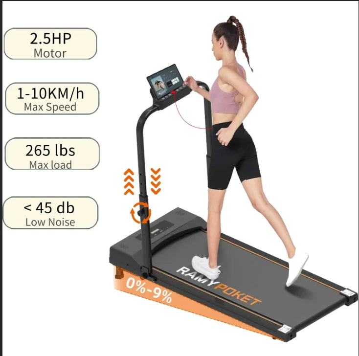 RAMYPOKET Passadeira dobravel com inclinacao de 12%, 1-12 km/h.2,5 HP 150 kg com controle