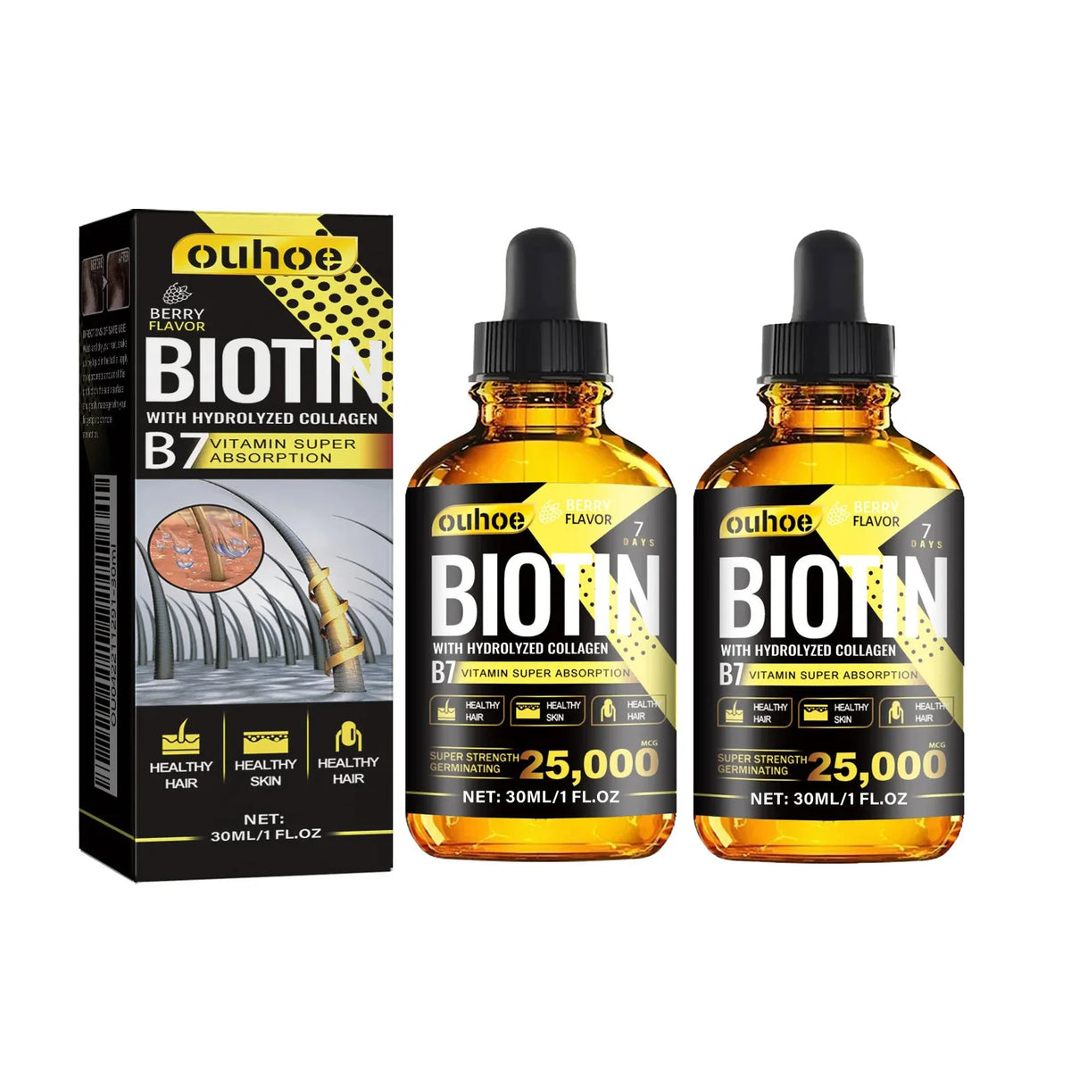 Óleo com Vitamina de Colágeno OUHOE B7 Ante Queda e Perda de Cabelos