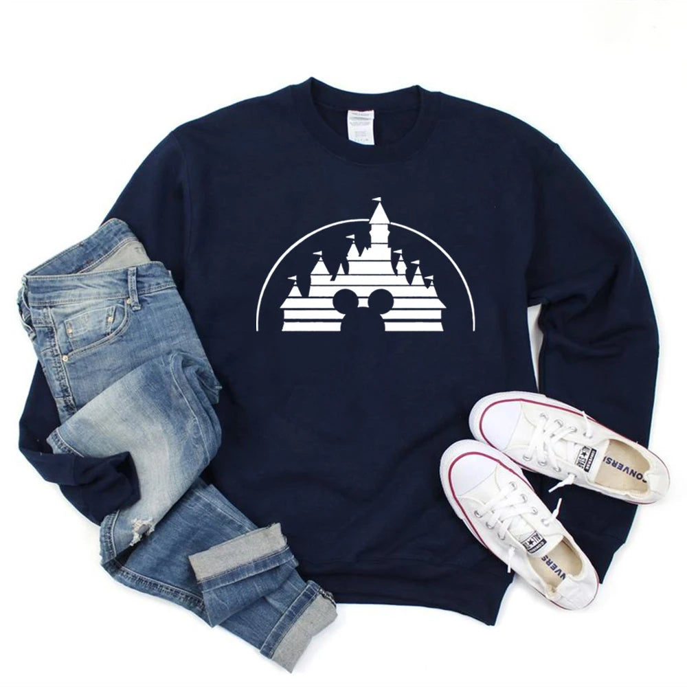 Moletom Castelo o Reino Mágico Mouse Gráfico Pulôver Minnie Jumper