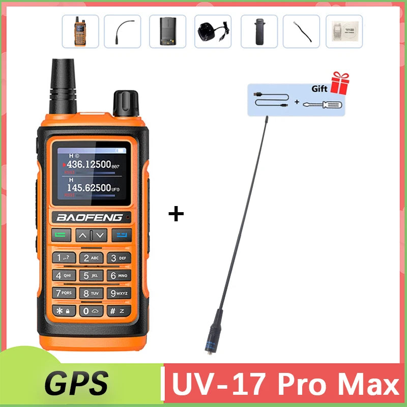 Baofeng UV 17 Pro GPS Walkie Talkie Air Band Alta Potência Tipo USB C